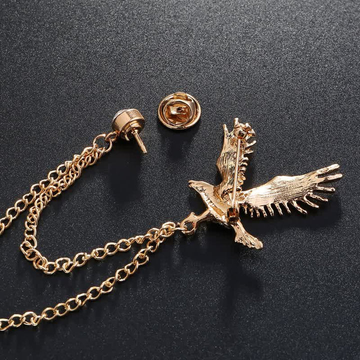Spilla da uomo con aquila in volo e strass - image 2