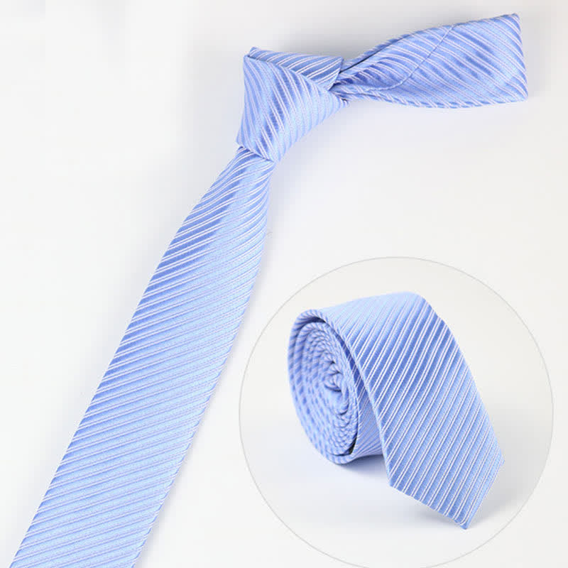Cravatta da uomo in twill grigio blu bianco tinta unita per tutti i giorni - Blu - image 5