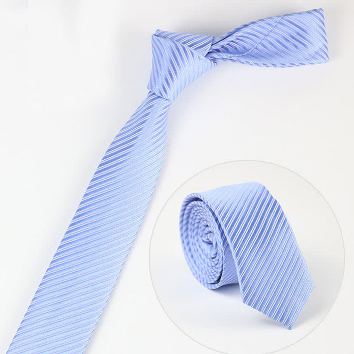 Cravatta da uomo in twill grigio blu bianco tinta unita per tutti i giorni - Blu - image 5