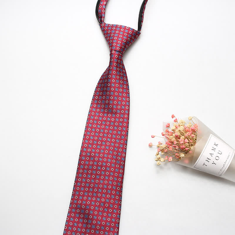 Cravatta con cerniera e motivo floreale Paisley retrò da uomo - Fiore rosso - image 1