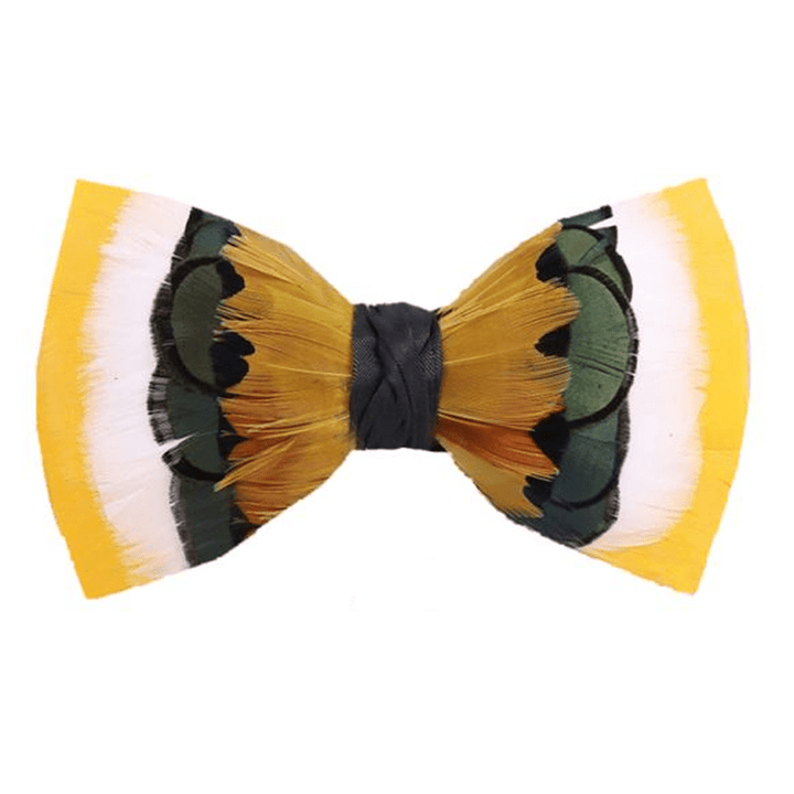 Papillon con piume gialle e bianche vivaci