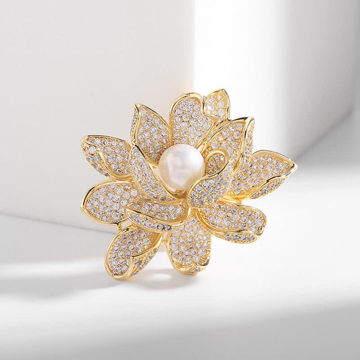 Spilla da donna con perle tridimensionali a forma di loto - image 4
