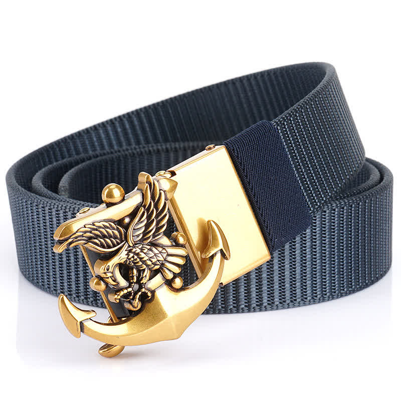 Cintura in nylon con ancora e aquila da uomo - Blu / Oro - 48" - image 11