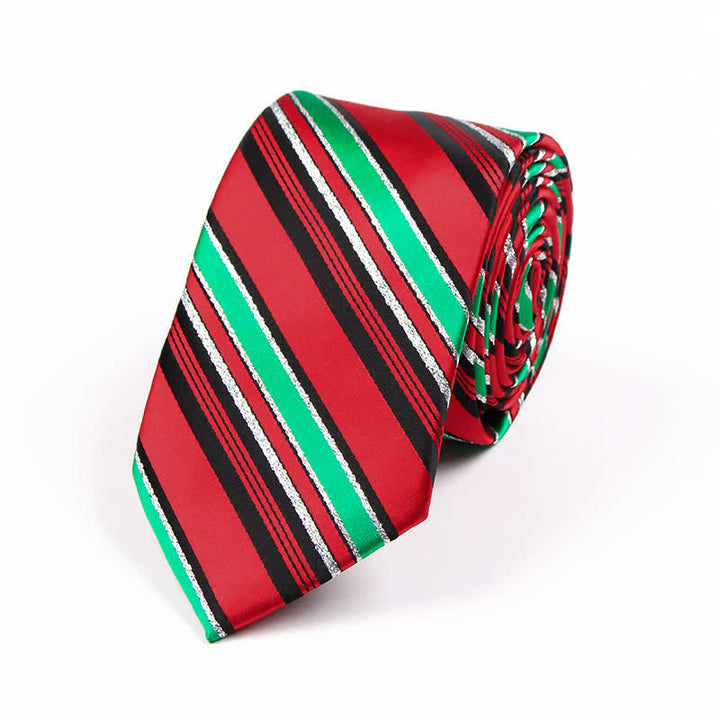 Cravatta da uomo con elemento natalizio Santa Vibe - Strisce rosse - image 9
