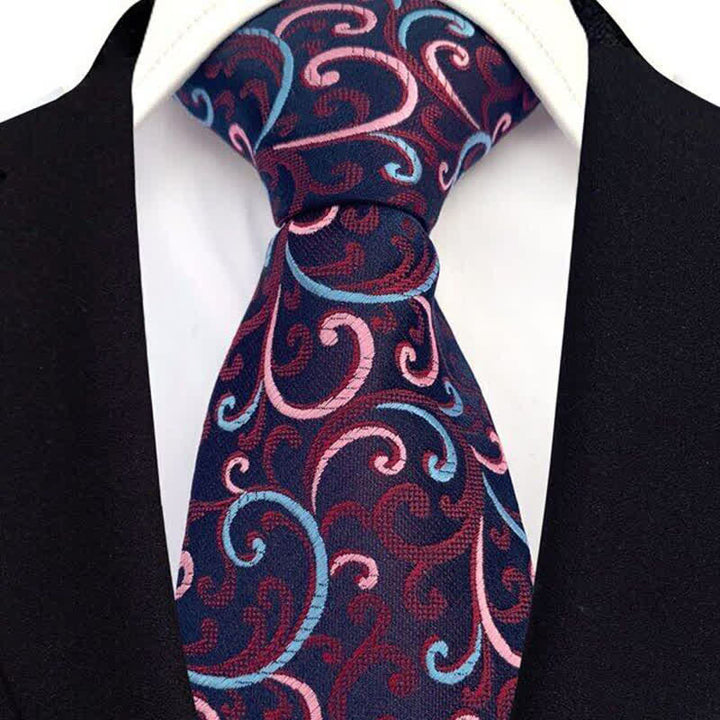 Cravatta da uomo con motivo a vortice blu navy - image 1