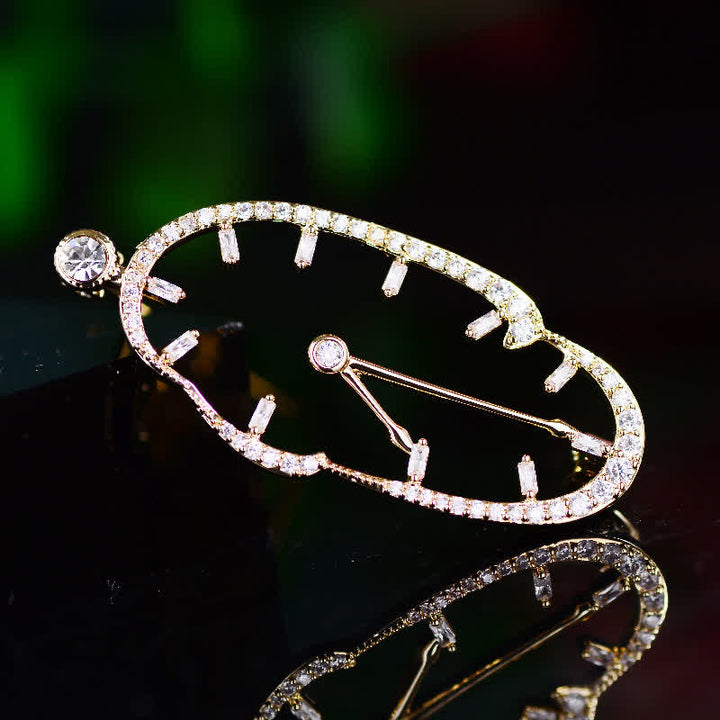 Spilla unisex con orologio astratto con tempo invertito - image 2