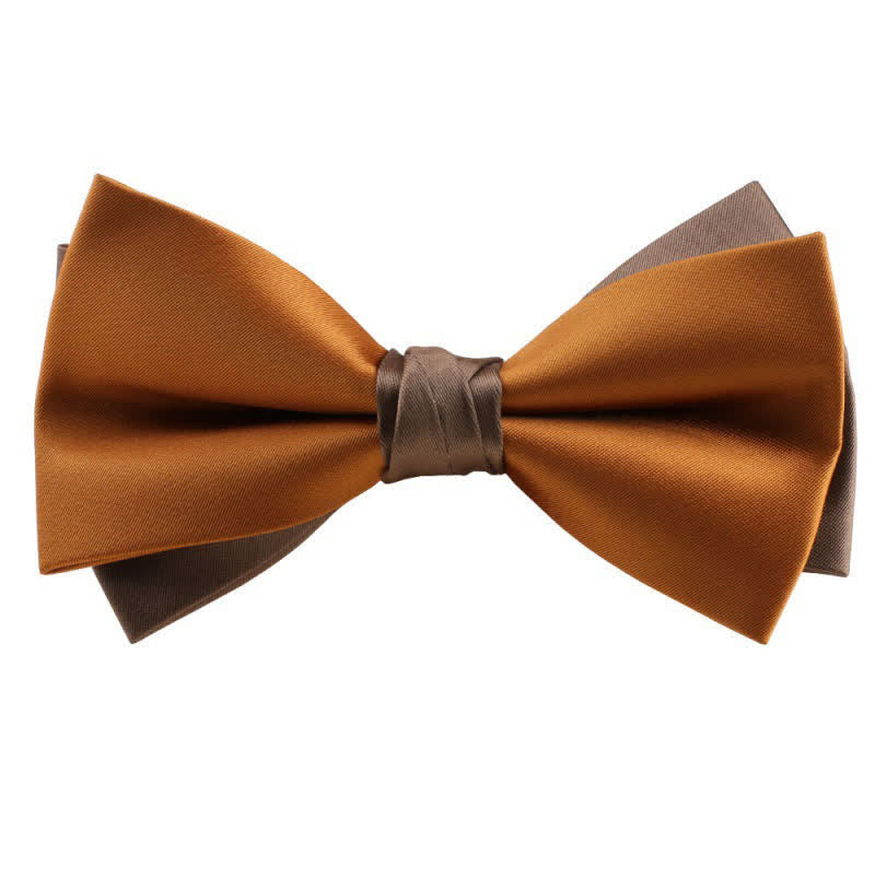 Papillon asimmetrico bicolore da uomo - Giallo e marrone scuro - image 12
