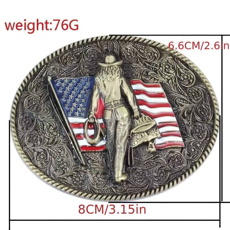 Cintura in pelle con fibbia della bandiera americana da cowboy fai da te da uomo - image 4