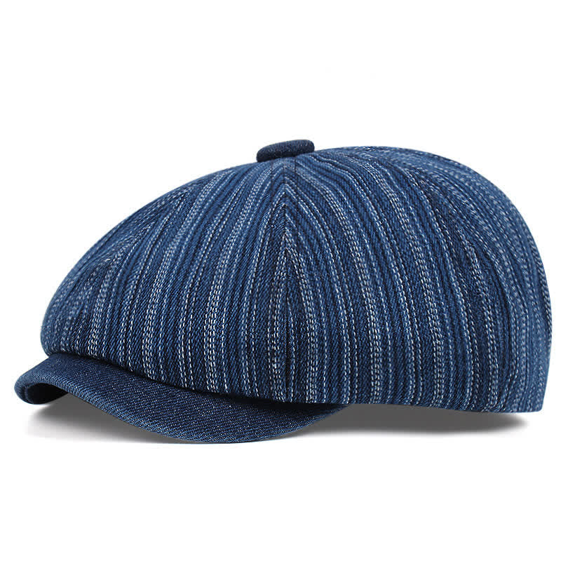 Berretto da giornalaio ottagonale a righe alla moda - Blu scuro - Misura M (22"-22 7/8") - image 0