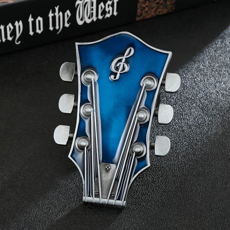 Cintura in pelle con fibbia per paletta di chitarra musicale fai da te da uomo - Blu - Senza cintura - image 0