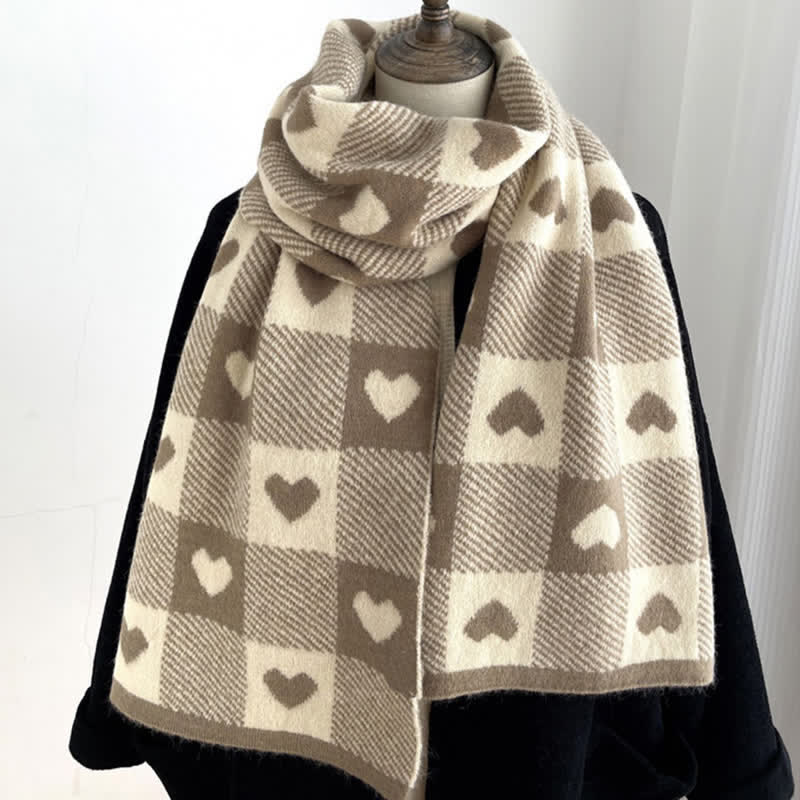 Sciarpa double face a quadri Chunky Love da donna - Cachi - image 6
