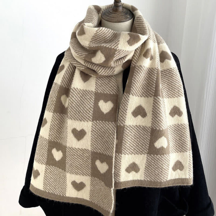 Sciarpa double face a quadri Chunky Love da donna - Cachi - image 6