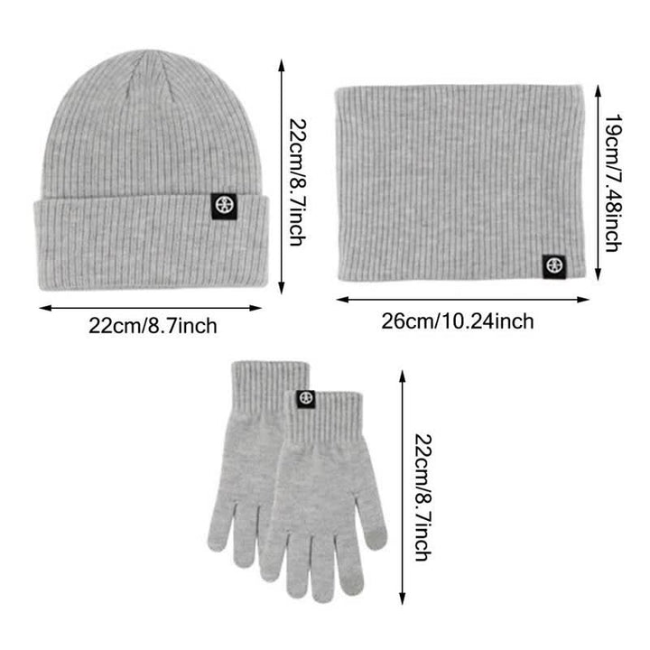 Set di 3 cappelli, sciarpe e guanti in morbido, unisex, tinta unita - image 9