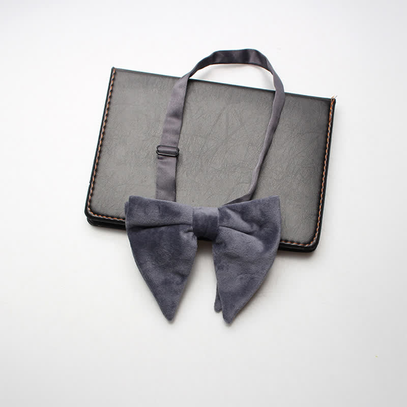Papillon da sposa a punta oversize in velluto da uomo - Grigio - image 9