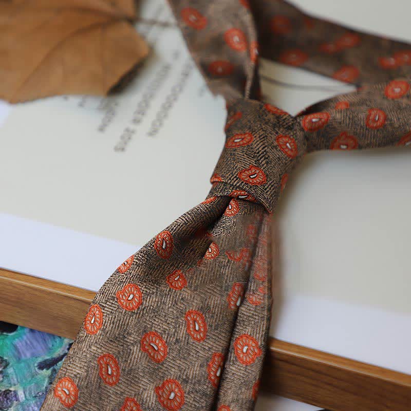 Cravatta da uomo con motivo Paisley a righe della serie Coffee Colors - Stile n. 13 - image 16