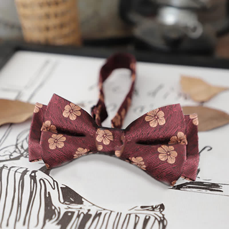 Papillon da uomo con foglie floreali retrò - Fiore rosso - image 13