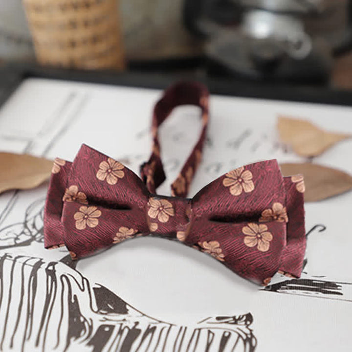 Papillon da uomo con foglie floreali retrò - Fiore rosso - image 13