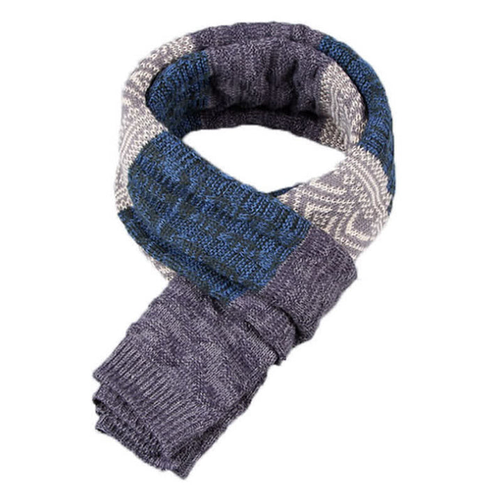 Sciarpa a blocchi di colore con cuciture a maglia Argyle da uomo - image 7