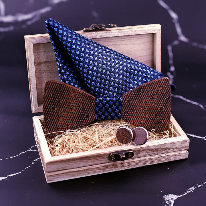 Set di 3 papillon in legno a forma di foglie cave da uomo - image 2