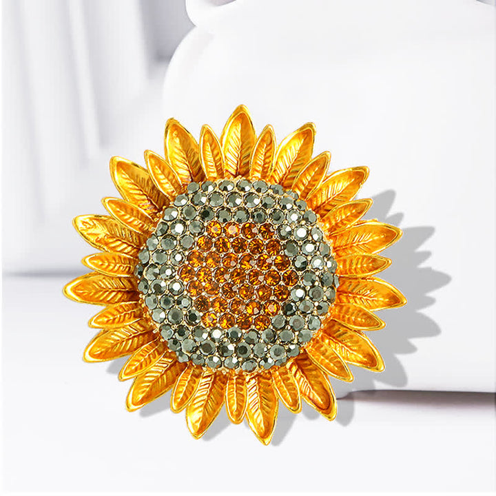 Spilla da donna con strass e girasole giallo - image 3