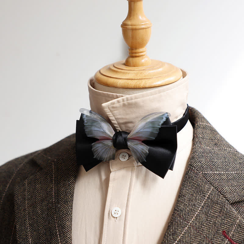 Set da taschino con papillon e fazzoletto da taschino a farfalla in organza vintage da uomo - image 6
