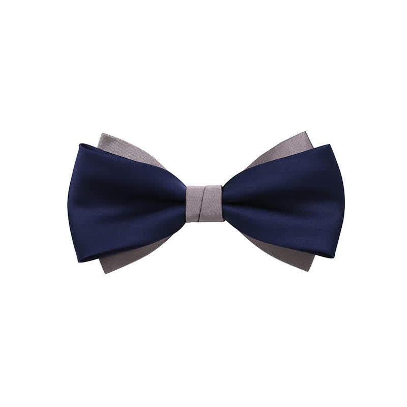 Papillon da uomo a doppio strato con contrasto di colori - Blu e grigio - image 9