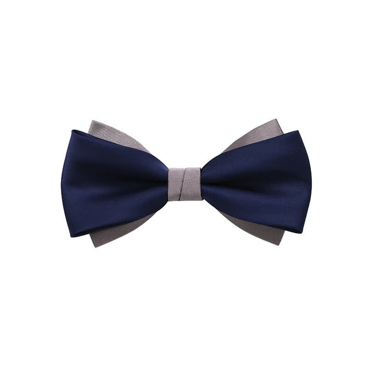 Papillon da uomo a doppio strato con contrasto di colori - Blu e grigio - image 9