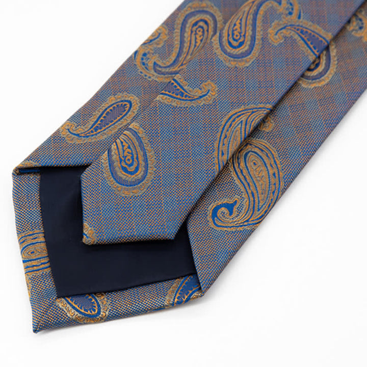 Cravatta da uomo con motivo Paisley blu e oro Kaleidoscope - image 3
