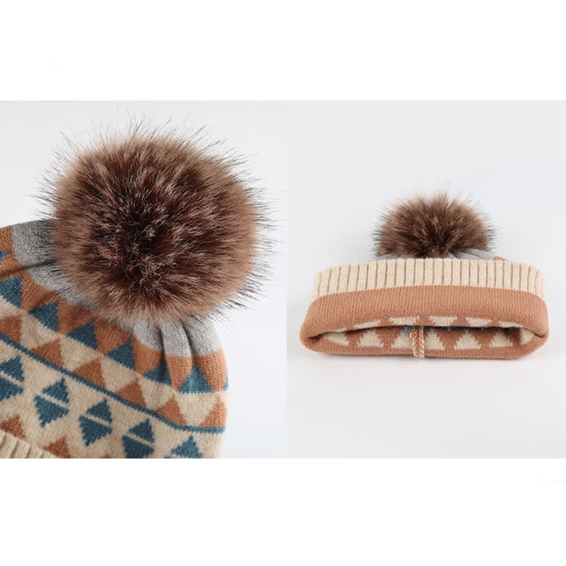 Set di 3 cappelli, sciarpe e guanti con motivo a triangolo da donna - image 6