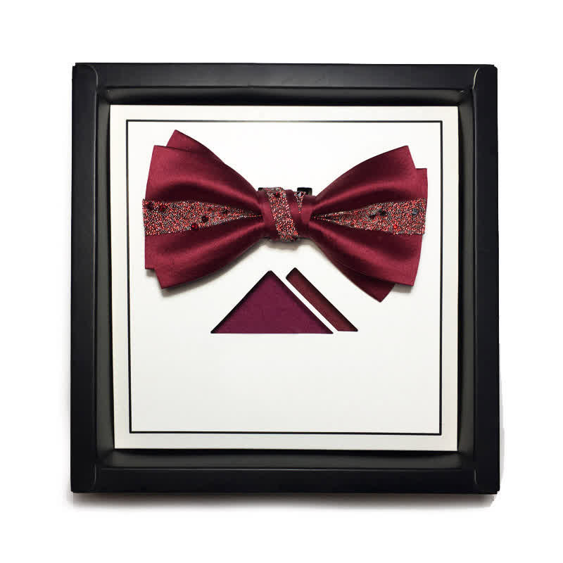 Papillon da uomo con strass rosso e fazzoletto da taschino - Rosso - Papillon e fazzoletto da taschino - image 8