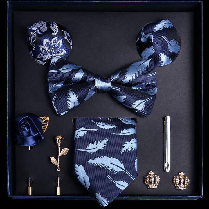 8 pezzi Navy Leaves Flower Vogue Cravatta Papillon Scatola regalo - Marina Militare - image 0