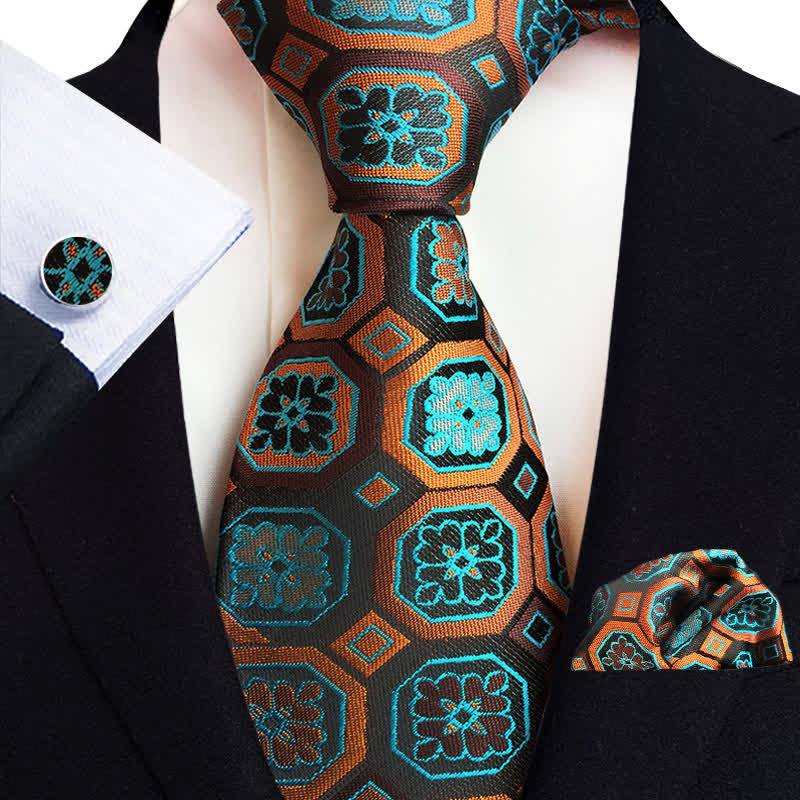 Set di 3 cravatte classiche da uomo con motivo Paisley floreale - Verde acqua e marrone - image 5