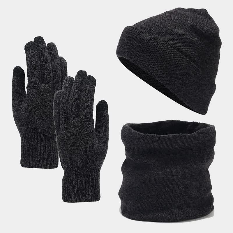 3 pezzi unisex caldo berretto sciarpa guanti set - Frassino Nero - Regolabile (22"-22 7/8") - image 10