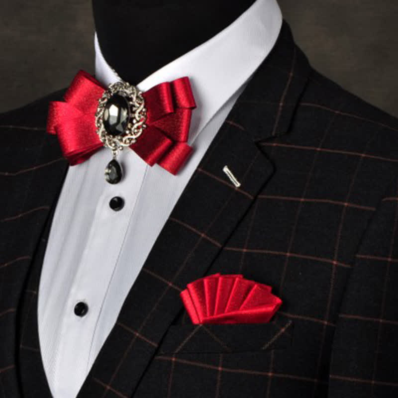 Set di 3 papillon colorati con strass neri - Rosso - image 5