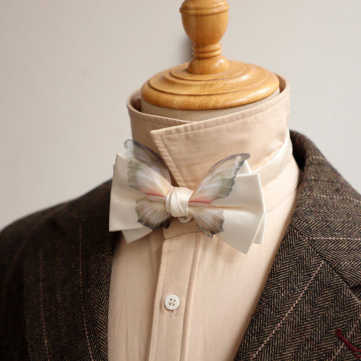 Set da taschino con papillon e fazzoletto da taschino a farfalla in organza vintage da uomo - image 2