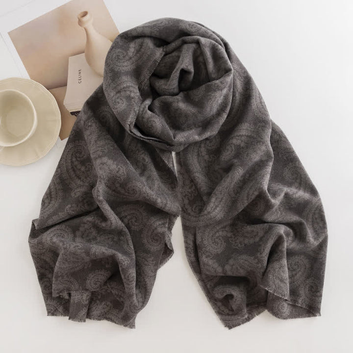 Sciarpa corta con nappe Paisley autunno inverno da donna - Grigio - image 7
