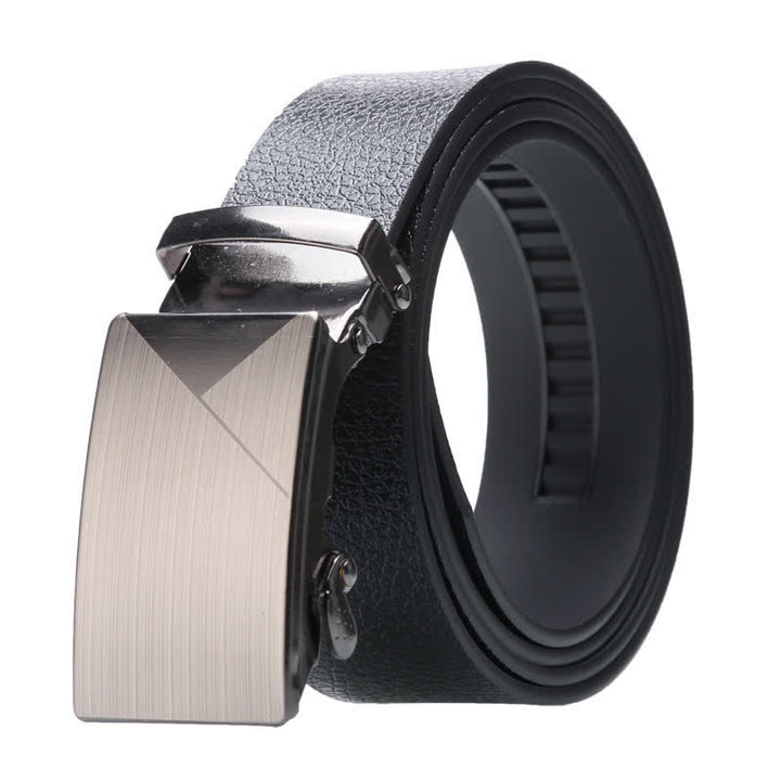 Cintura da uomo in pelle nera con fibbia automatica - Stile n. 1 - Argento - 42 - image 0