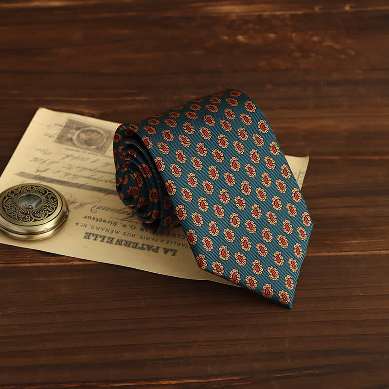 Cravatta da uomo con motivo floreale micro paisley - Blu e giallo - image 3