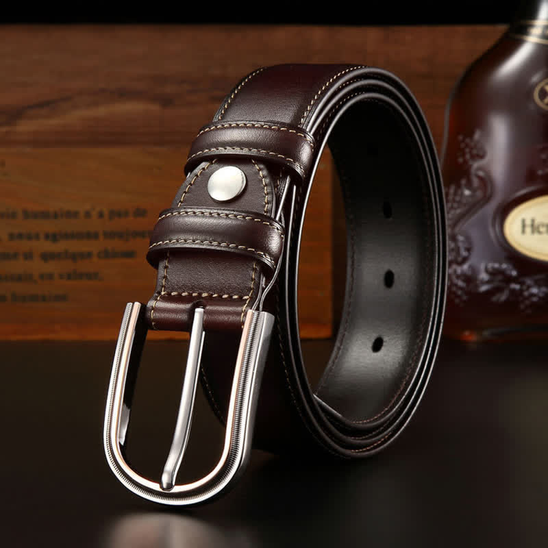 Cintura in pelle elegante da uomo, stile retrò, a doppia faccia - Caffè - 44 - image 5