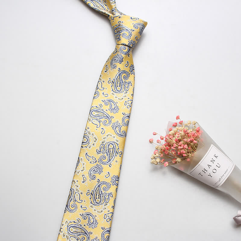 Cravatta casual di lusso da uomo con motivo Paisley audace - Blu e giallo - image 5