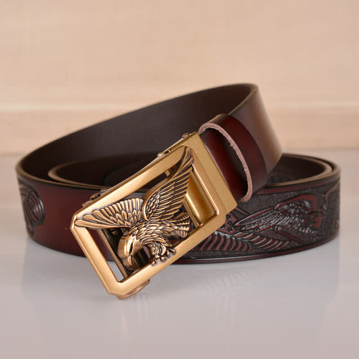 Cintura in pelle goffrata con fibbia Hollow Eagle da uomo - image 23