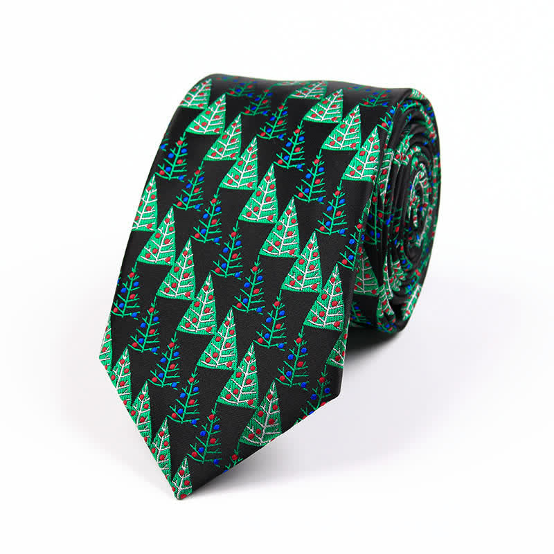 Cravatta da uomo con elemento natalizio Santa Vibe - Albero di Natale verde - image 7