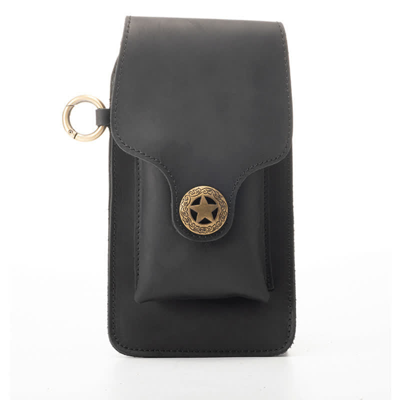 Borsa da cintura per telefono con fibbia magnetica a stella in pelle per esterni - image 3