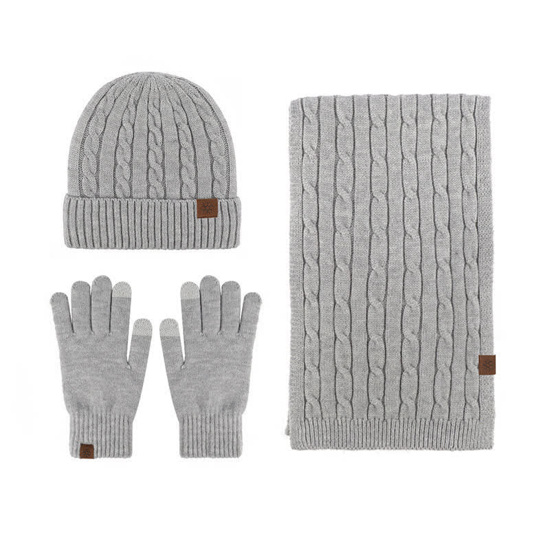 Set di 3 pezzi unisex di caldo cappello sciarpa guanti - Grigio chiaro - Regolabile (21 1/4"-22 7/8") - image 3