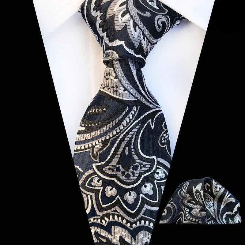 Set di 2 cravatte da uomo con motivo Paisley in bianco e nero - Bianco e nero - image 0