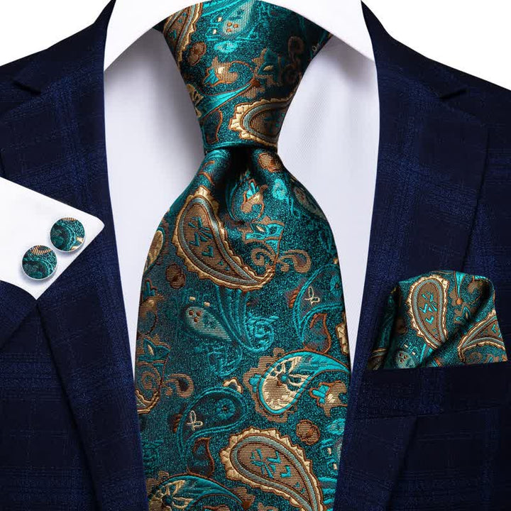 Set di cravatte Paisley da uomo Lake Blue 3 pezzi - Lago Blu - image 0