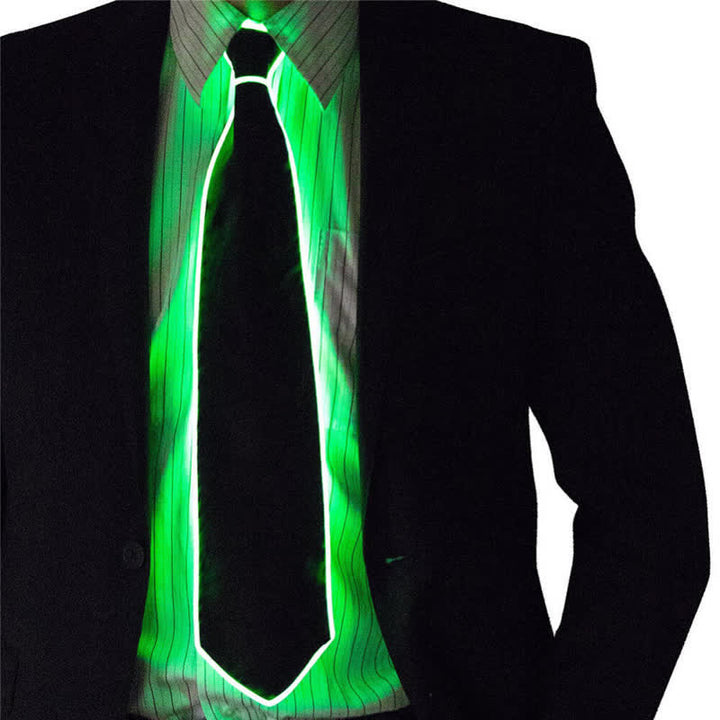 Cravatta luminosa colorata con LED al neon divertente - Verde - image 7