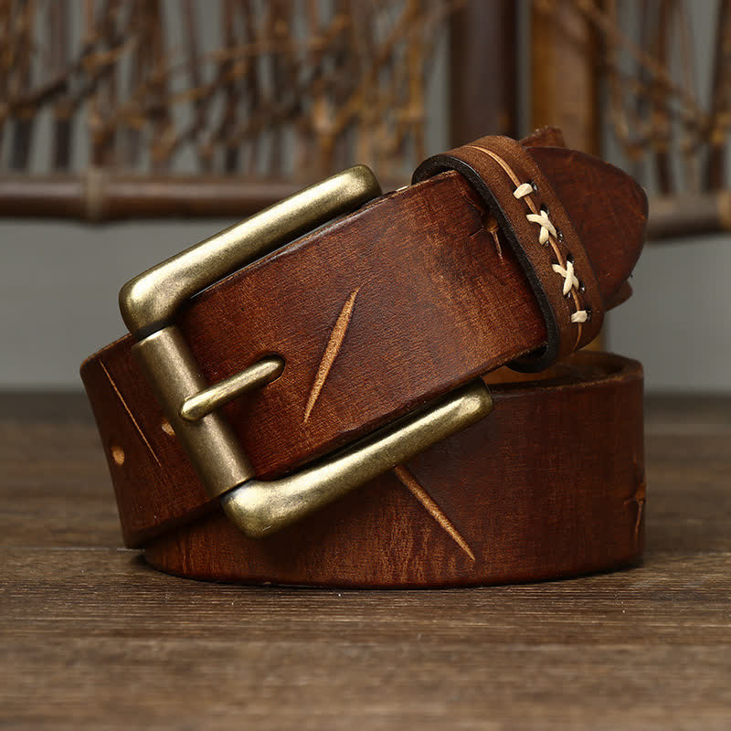 Cintura in pelle con intaglio elaborato vintage da uomo - image 7