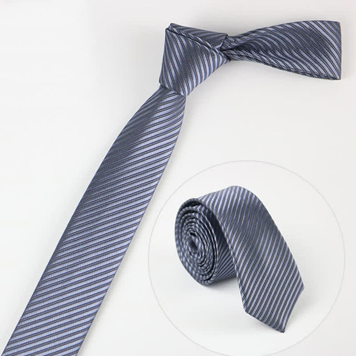 Cravatta da uomo in twill grigio blu bianco tinta unita per tutti i giorni - Grigio - image 3