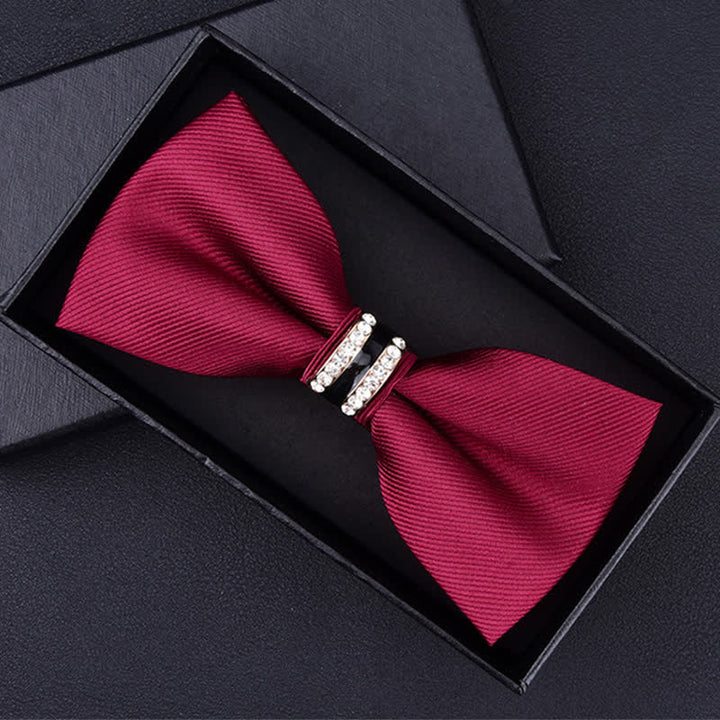 Papillon da uomo con motivo floreale Paisley a righe e strass - Strisce rosse - image 14